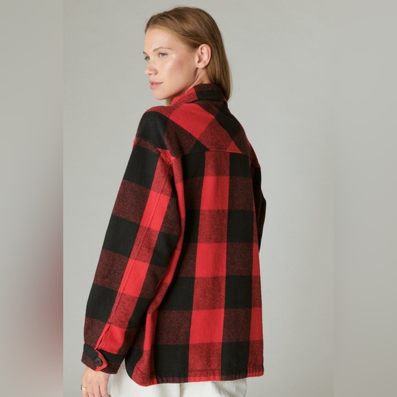Lucky Brand Red/Black Plaid Shacket Medium - Picture 3 of 7